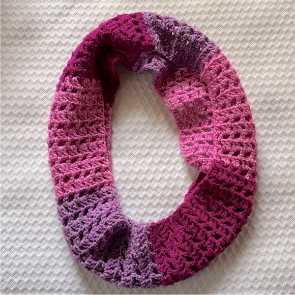 Pink and Purple Crochet Infinity Scarf - Picture 5 of 5